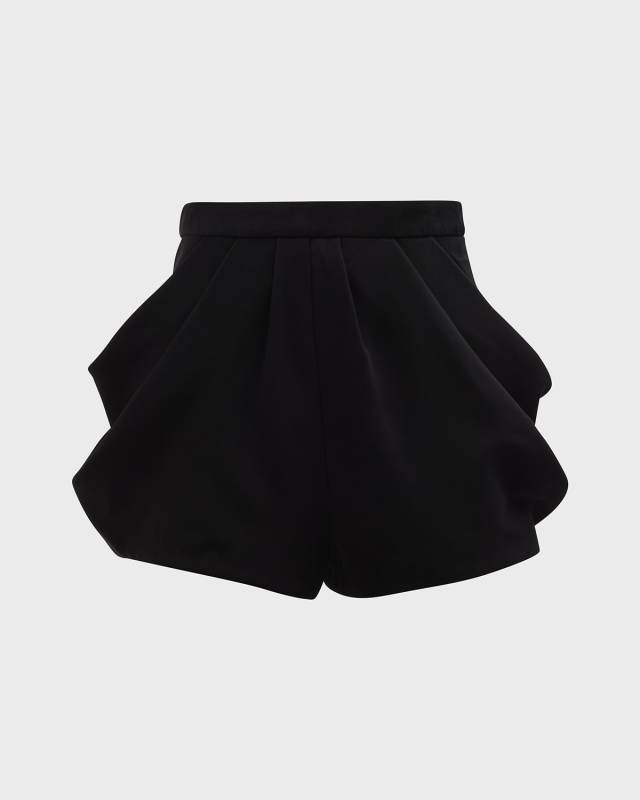 High-Rise Draped Crepe Shorts
